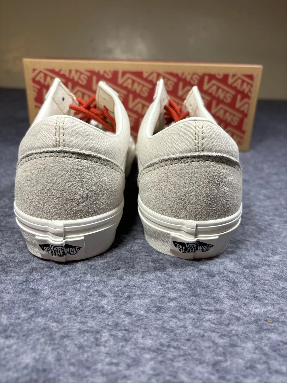 New Vans Old Skool Sneakers in White with Red Laces